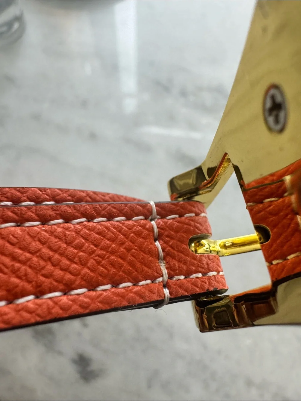 Hermès Orange and gold belt with a classic lock